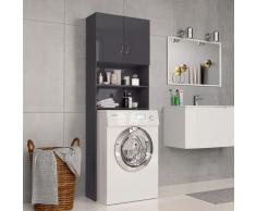 vidaXL Armario de lavadora de aglomerado gris brillante 64x25,5x190 cm