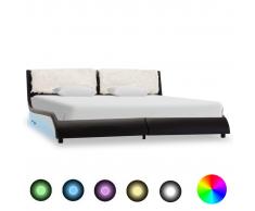 vidaXL Estructura cama con LED cuero sintético negro blanco 160x200cm