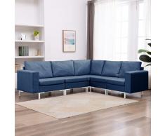 vidaXL Juego de sofás 5 piezas de tela azul