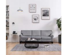 vidaXL Sofá de 3 plazas tela gris claro