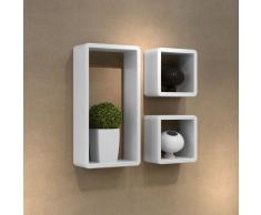 vidaXL Set de 3 estantes en forma de cubo MDF