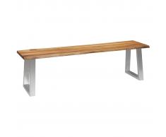 vidaXL Banco de madera maciza de acacia y acero inoxidable 160 cm