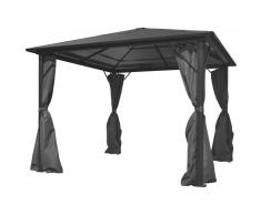 vidaXL Cenador con cortina gris antracita aluminio 300x300 cm