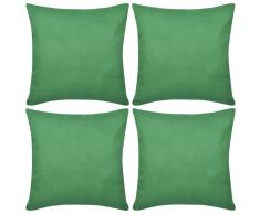 vidaXL 4 fundas verdes para cojines de algodón, 80 x 80 cm