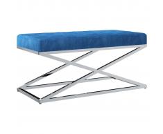 vidaXL Banco de acero inoxidable y terciopelo azul 97 cm