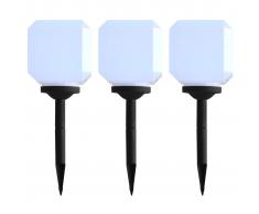 vidaXL Lámparas solares LED de exterior 3 uds cúbicas 20 cm blanco