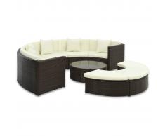 vidaXL Muebles de jardín y cojines 7 piezas ratán sintético marrón