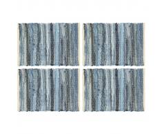 vidaXL Manteles individuales 4 uds Chindi vaquero algodón azul 30x45cm