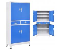 vidaXL Armario taquilla con 4 puertas metal 90x40x180 cm gris y azul