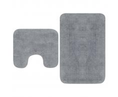 vidaXL Conjunto de alfombras de baño de tela 2 piezas gris