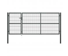 vidaXL Puerta de valla de jardín con postes acero antracita 350x120 cm