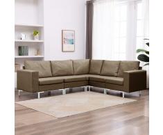 vidaXL Juego de sofás 5 piezas de tela marrón