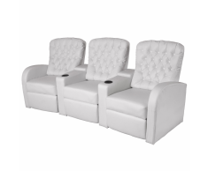 vidaXL Sofá reclinable 3 plazas de cuero artificial blanco