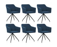 vidaXL Sillas de comedor giratorias 6 unidades tela azul