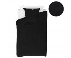 vidaXL Juego de cama forro polar 4 piezas negro 155x200/80x80 cm
