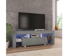 vidaXL Mueble para TV con luces LED gris brillante 130x35x45 cm