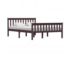 vidaXL Estructura de cama madera maciza pino marrón oscuro 140x200 cm