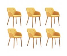 vidaXL Sillas de comedor 6 uds tela amarilla y madera maciza de roble