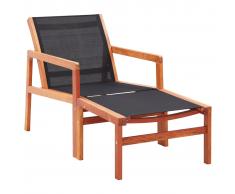 vidaXL Silla de jardín con reposapiés madera de eucalipto y textilene
