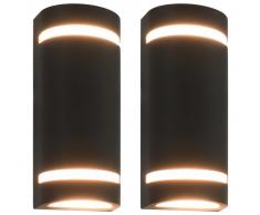 vidaXL Lámparas de pared para jardín 2 uds. semicircular negra 35 W