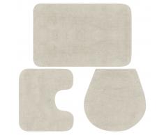 vidaXL Conjunto de alfombrillas de baño de tela 3 piezas blanco
