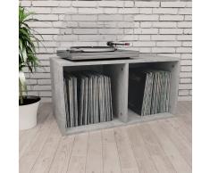 vidaXL Caja para discos de vinilo aglomerado gris hormigón 71x34x36cm
