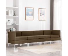 vidaXL Juego de sofás 4 piezas tela marrón