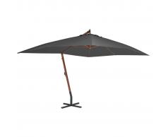 vidaXL Sombrilla lateral voladiza con poste de madera 400x300 cm gris
