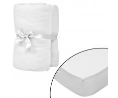 vidaXL Sábana bajera ajustable de cuna 4 pzas algodón 70x140 cm blanco