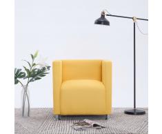 vidaXL Sillón en forma de cubo de tela amarillo