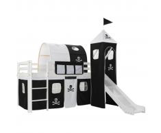 vidaXL Cama alta para niños tobogán y escalera madera pino 97x208 cm