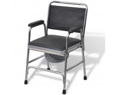 vidaXL silla con inodoro incorporado de acero inoxidable (Negra)