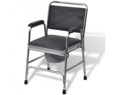 vidaXL silla con inodoro incorporado de acero inoxidable (Negra)