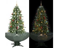 vidaXL Árbol de Navidad con nieve con base en paraguas verde 170 cm