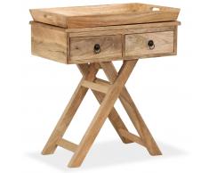 vidaXL Mesa auxiliar de madera maciza de mango 65x40x76 cm