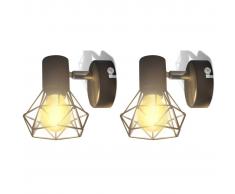 vidaXL Aplique lámpara de pared LED, 2 uds., negro, estilo industrial
