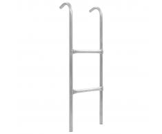 vidaXL Escalera de cama elástica de 2 peldaños acero plateado 102,6 cm