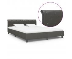 vidaXL Estructura de cama de cuero sintético gris 180x200 cm
