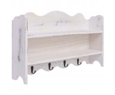 vidaXL Perchero de pared de madera blanco 50x10x30 cm