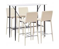 vidaXL Juego de mesa alta y taburetes 5 piezas cuero sintético crema