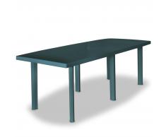 vidaXL Mesa de jardín de plástico verde 210x96x72 cm