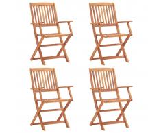 vidaXL Sillas plegables de jardín 4 unidades madera de acacia maciza