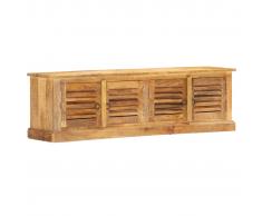 vidaXL Banco de almacenaje de madera maciza de mango 128 cm