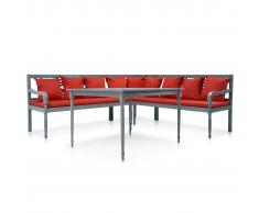 vidaXL Set muebles de jardín 4 pzas madera maciza acacia gris y rojo