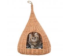 vidaXL Casa para gatos con cojín y forma de tipi sauce natural 40x60cm