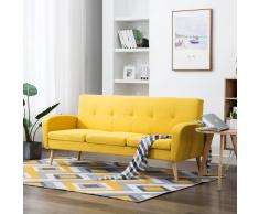 vidaXL Sofá de 3 plazas de tela color amarillo