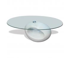 vidaXL Mesa de centro superficie ovalada de vidrio blanco brillante