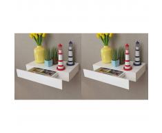 vidaXL Estantes de pared flotantes con cajones 2 uds blanco 48 cm