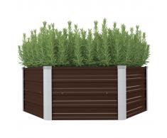 vidaXL Mesa de cultivo de acero galvanizado marrón 129x129x46 cm