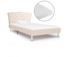 vidaXL Cama con colchón tela beige 90x200 cm